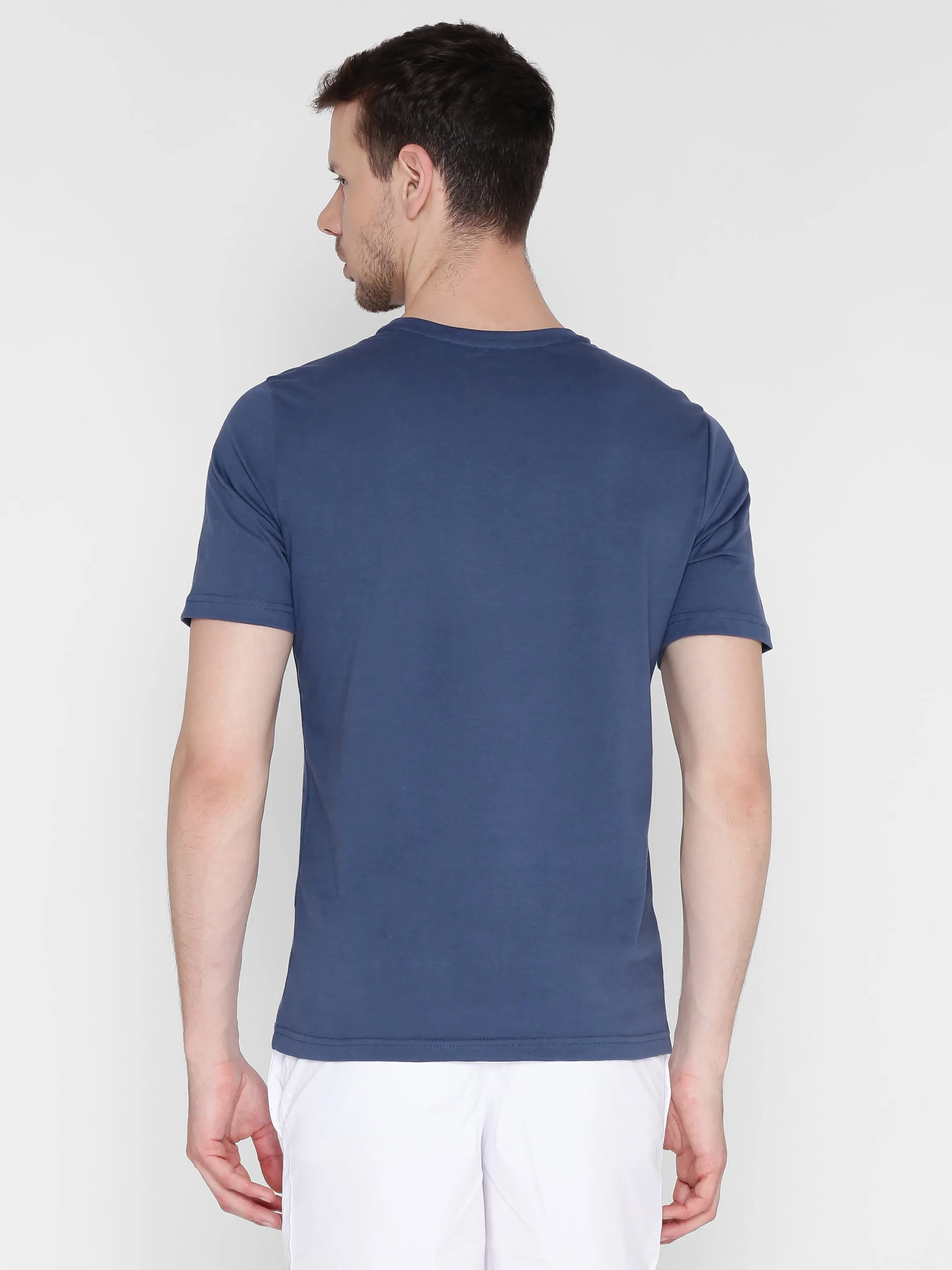 Dream Feel Alcis Men Navy Blue Printed Round Neck T-shirt