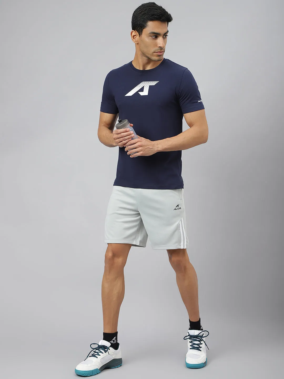 Alcis Men Navy Soft-Touch Regular-Fit Athleisure T-Shirt Nature Base
