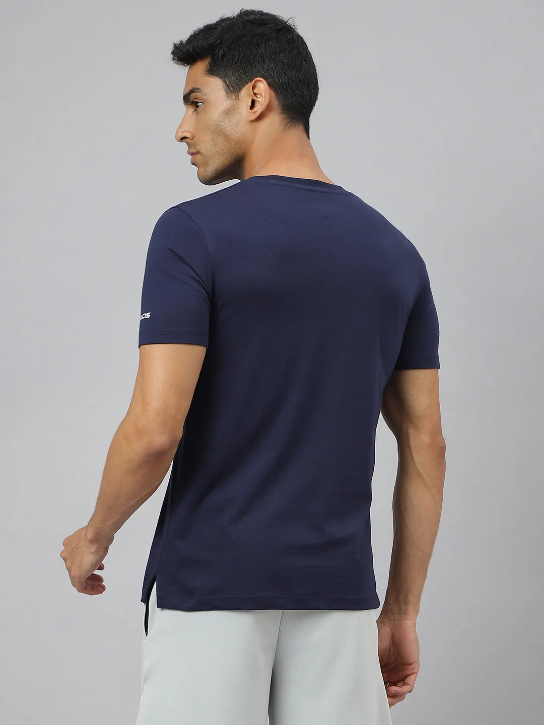 EcoCertifiedTextile Alcis Men Navy Soft-Touch Regular-Fit Athleisure T-Shirt