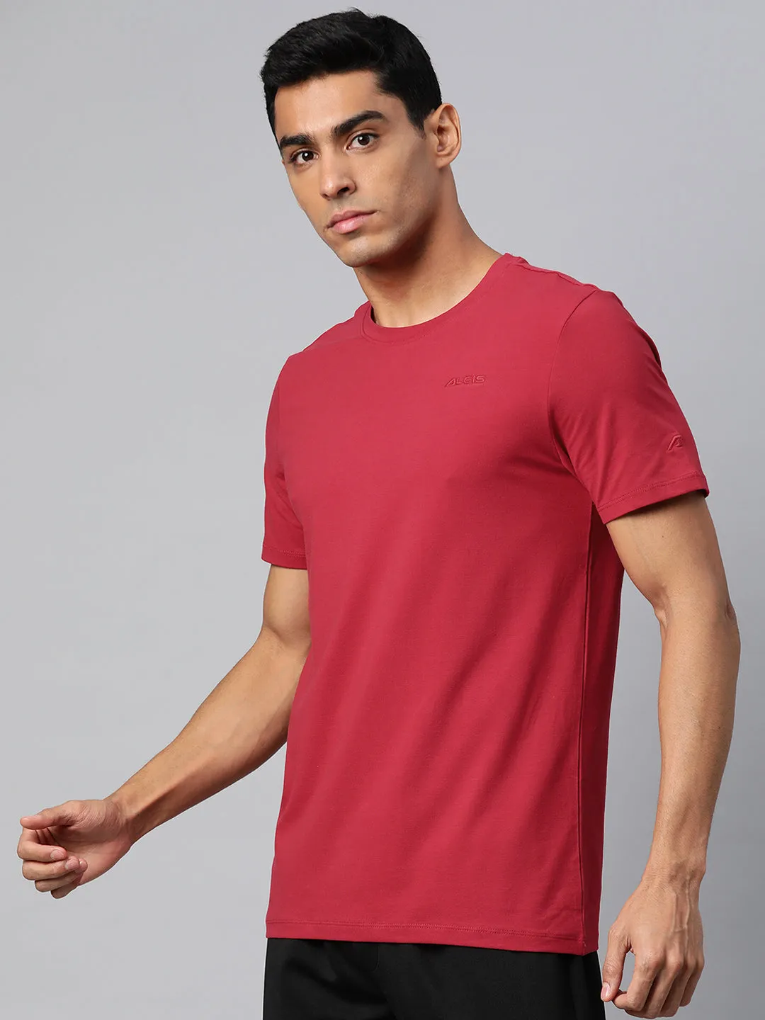 StainResistant Fabric Alcis Men Solid Stretchex Slim Fit T-shirt