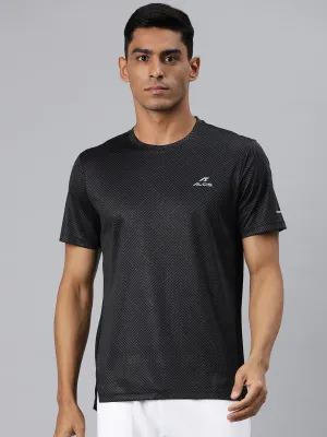 WrinkleResistant Fabric Alcis Men Grey Printed Anti Static Slim Fit T-shirt