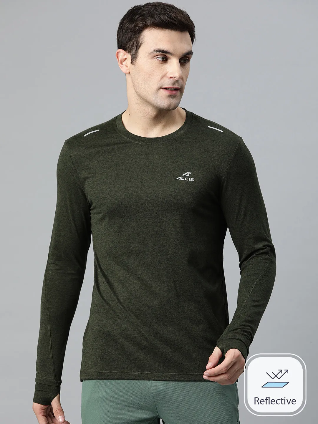 Alcis Men Solid Dry Tech Slim Fit T-shirt Firm Leather Active Ease