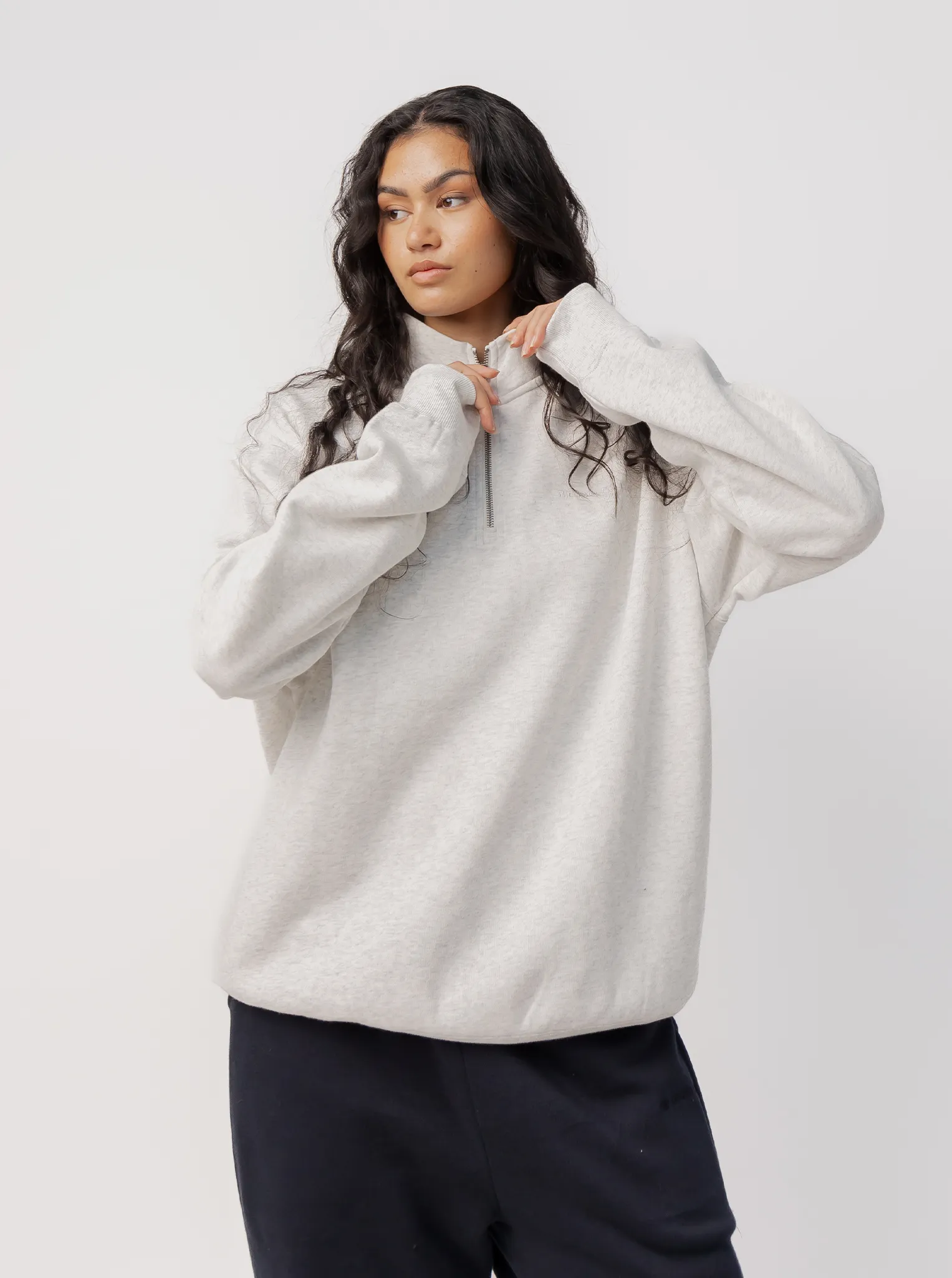Quarter Zip in Grey Marle On-The-Go Style summer clothing