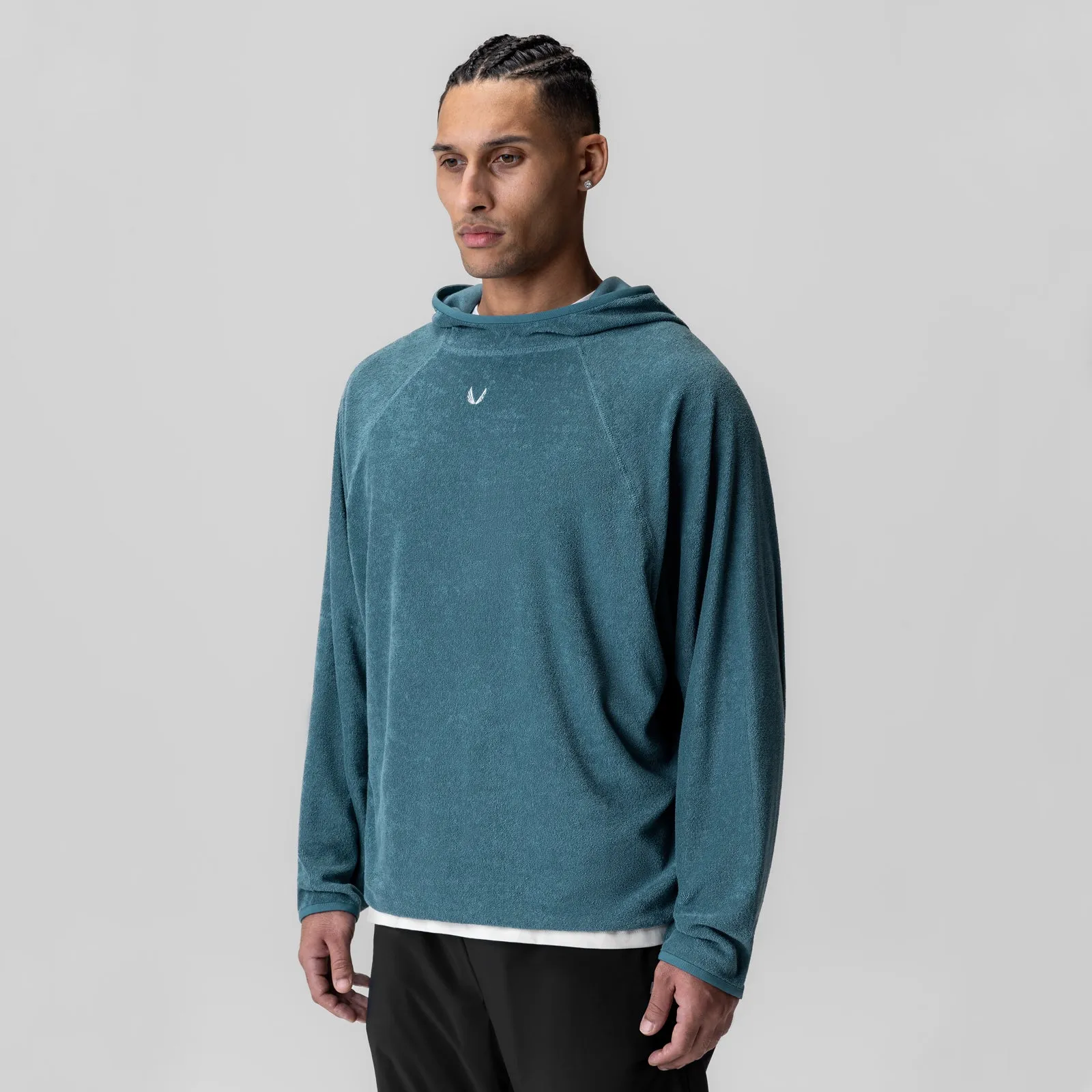 Feminine Style 1054. Towel Terry Reversible Hoodie - Storm