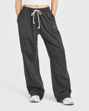 Odor Resistant Raw Lounge Wide Leg Joggers | Washed Black ReflectiveTrim Anti Slip Waistband